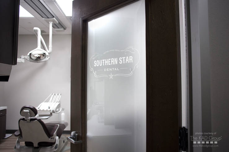 Southern Star Dental logo on door to treatment room